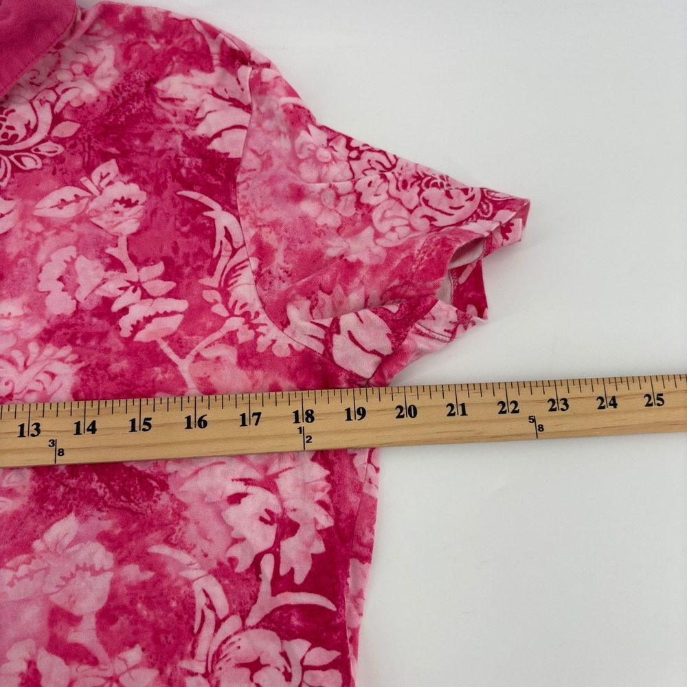 Jamaica Bay Womens Pink Floral Print Short Sleeve Polo Shirt Top‎ L G - Picture 3 of 6